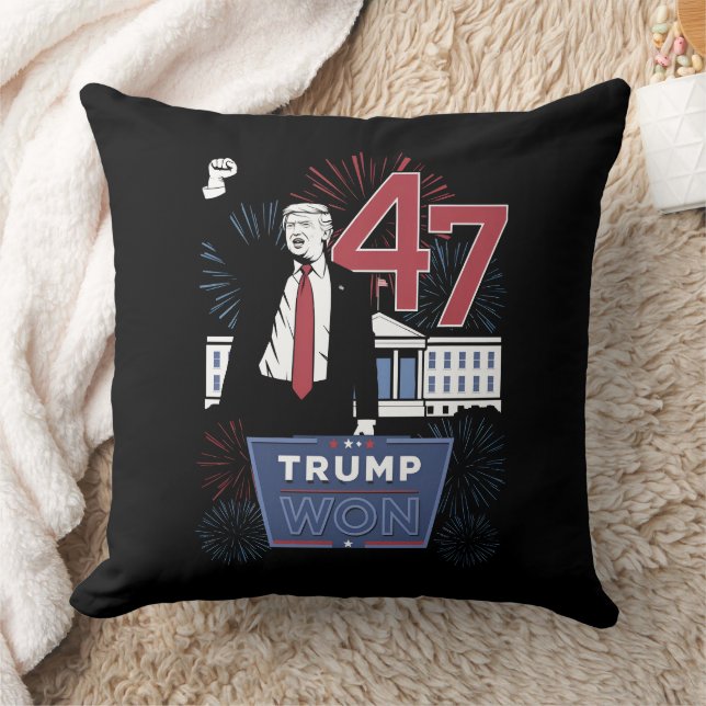 Trump Won 2024 President 47 America USA Throw Pillow (Blanket)