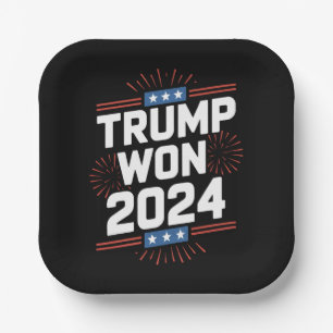 Trump Won 2024 President 47th Of White House  Paper Plate