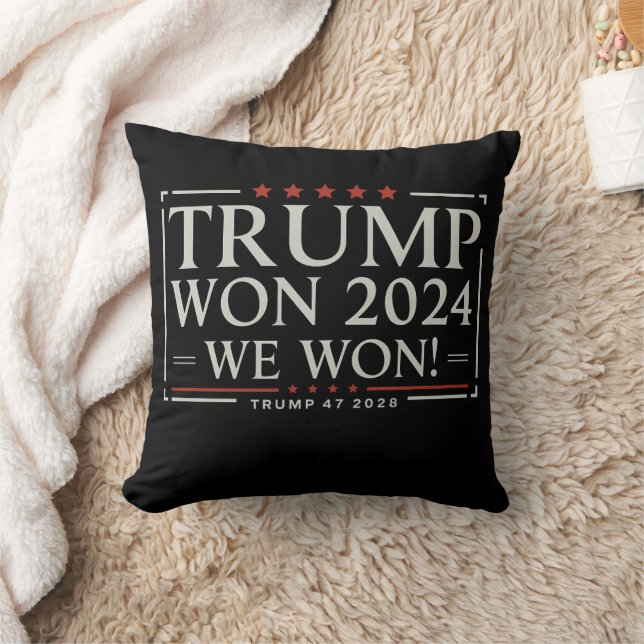 Trump Won 2024 We Won 47 2028 USA Throw Pillow (Blanket)