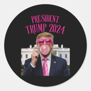 Trump Won 2025 President Trump Blowing Bubble Gum Classic Round Sticker
