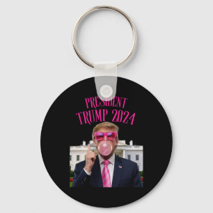 Trump Won 2025 President Trump Blowing Bubble Gum Keychain