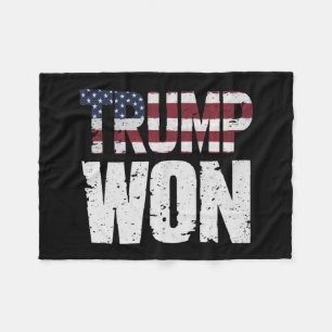 Trump Won 47th US President Won Election 2024 Fleece Blanket