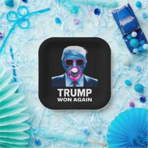 Trump Won Again 2024 Election Vote President 47th  Paper Plate