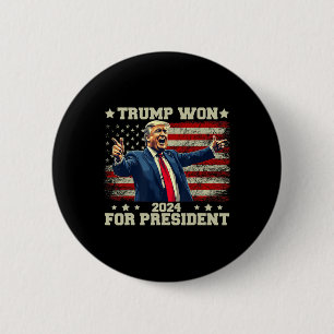 Trump Won Again 2025 Election President 47 Th Amer 2 Inch Round Button