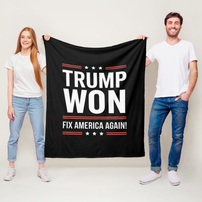 Trump Won MAGA Trump Winner 2024 Fix America Again Fleece Blanket (In Situ)