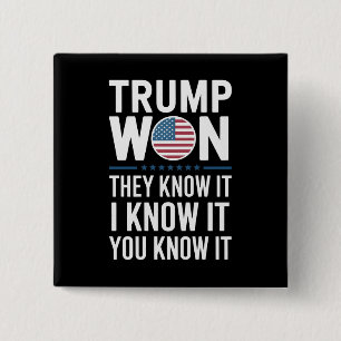Trump Won They Know It 2024 47th President Winning 2 Inch Square Button