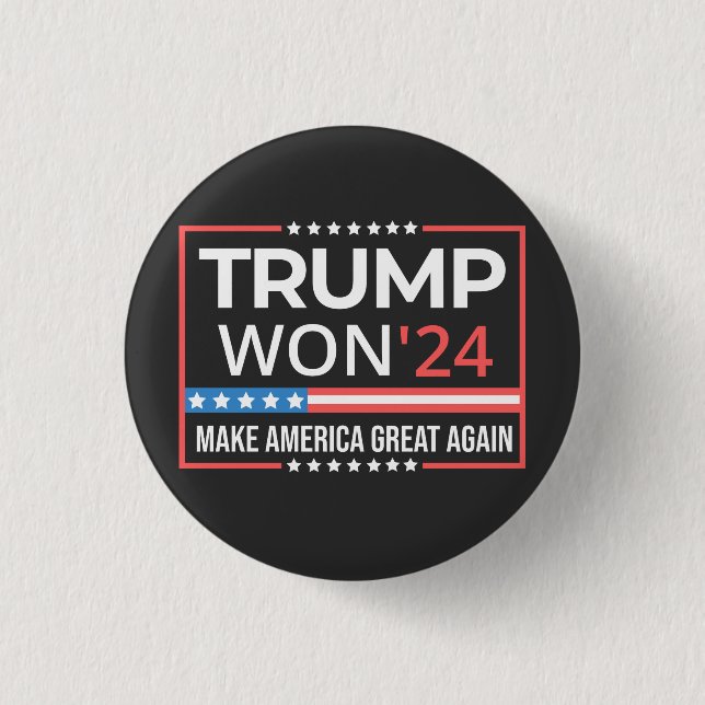 trump won, trump victory, 45 47 1 inch round button (Front)
