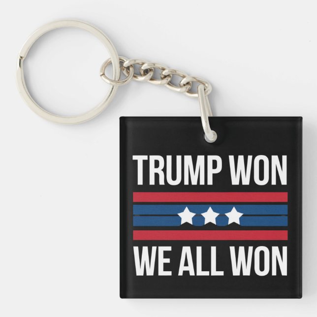 Trump Won We All Won 2024 USA Flag Trump Won Keychain (Front)