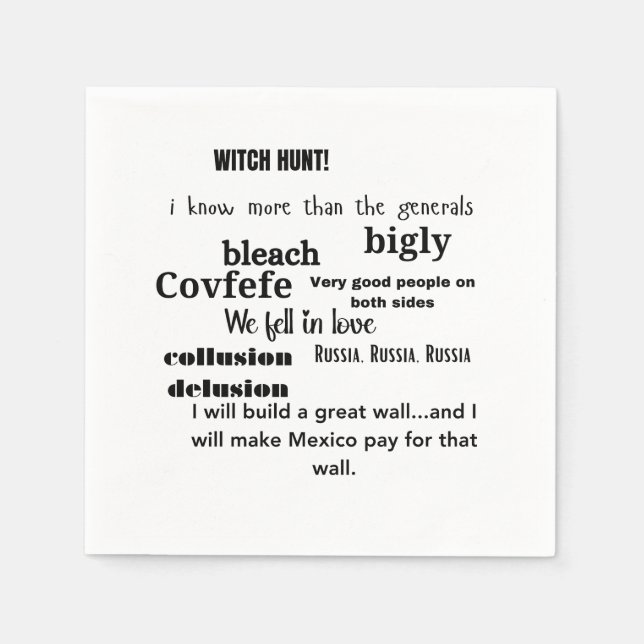 Trump Word Cloud Typography  Napkin (Front)