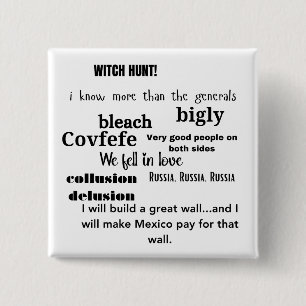 Trump Word Cloud Typography Political 2 Inch Square Button