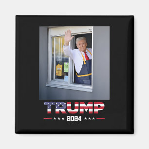 Trump Works Drive-thru Trump Serving French Fries  Magnet