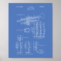 Trumpet 1939 Patent Art Blueprint