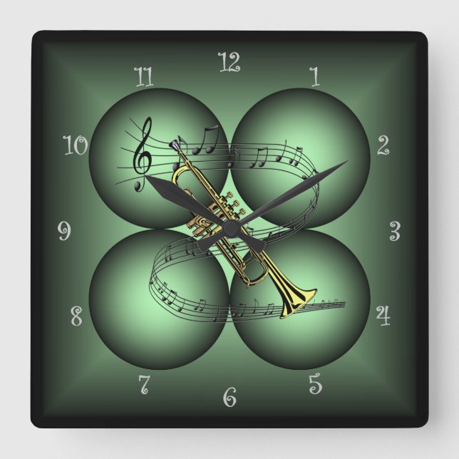 Trumpet ~ 4 Globe ~ Musical Clock ~Musical Scale ~ (Front)