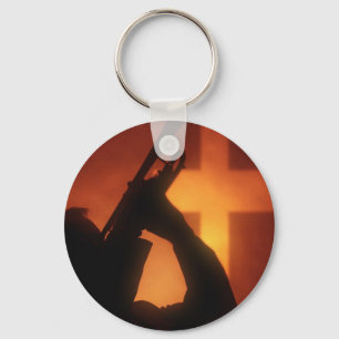 Trumpet and Cross Keychain