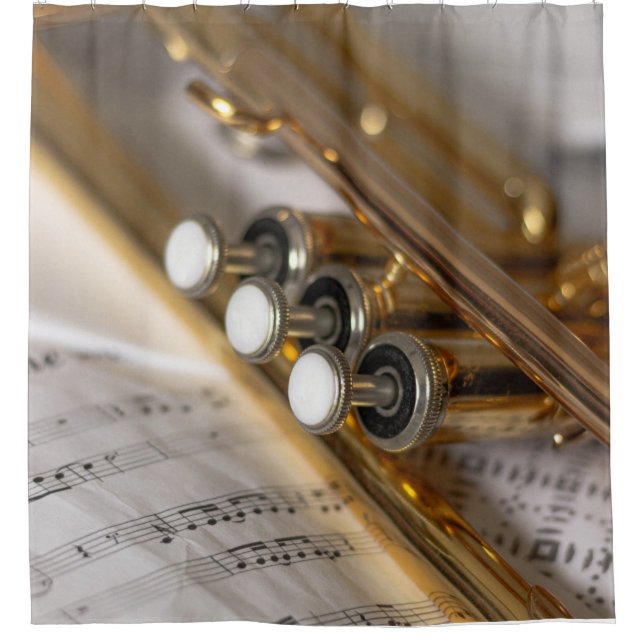 Trumpet and Sheet Music Brass Instrument (Front)