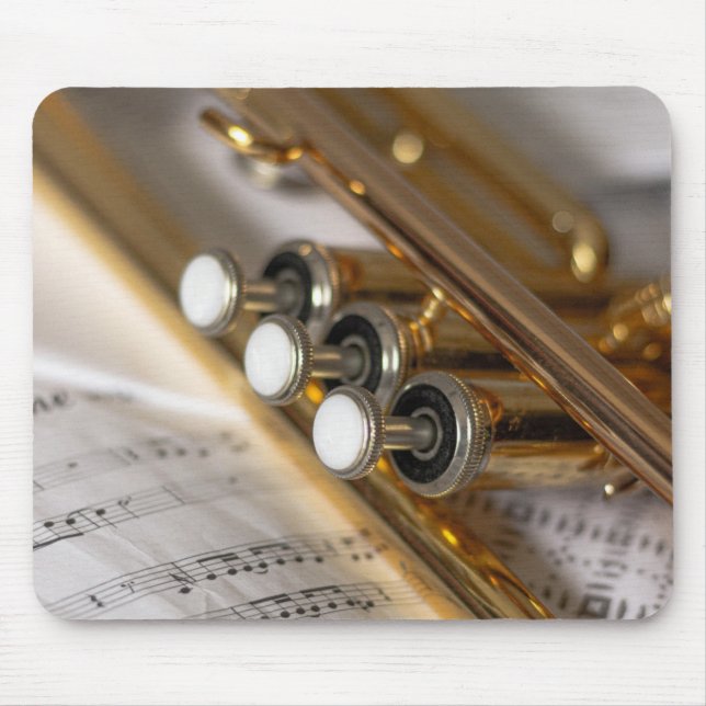 Trumpet and Sheet Music Brass Instrument Mouse Pad (Front)