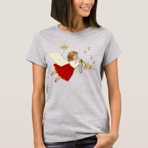 Trumpet Angel and Christmas Star T-Shirt