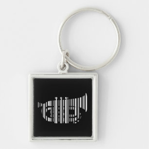 TRUMPET BAR CODE Music Barcode Pattern Design Keychain