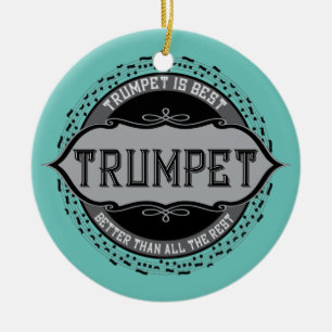 Trumpet Best Music Note Circle Ceramic Ornament