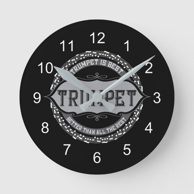 Trumpet Best Music Note Circle Round Clock (Front)