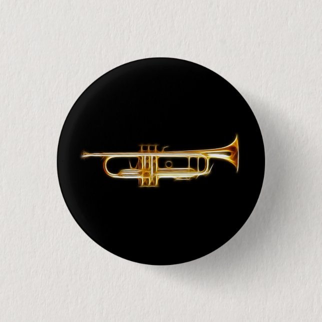 Trumpet Brass Horn Wind Musical Instrument 1 Inch Round Button (Front)