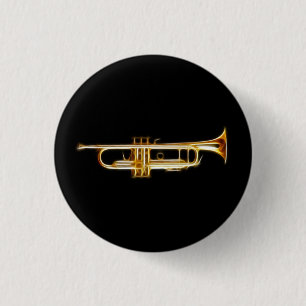 Trumpet Brass Horn Wind Musical Instrument 1 Inch Round Button