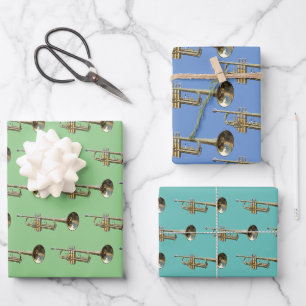 Trumpet Brass Musical Design Wrapping Paper Sheet