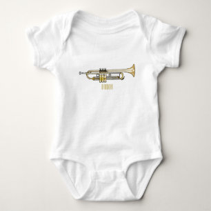 Trumpet cartoon illustration baby bodysuit