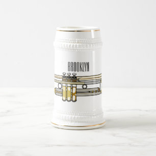 Trumpet cartoon illustration beer stein