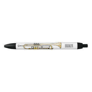 Trumpet cartoon illustration  black ink pen
