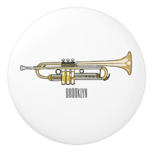 Trumpet cartoon illustration  ceramic knob