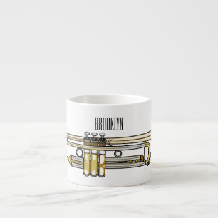 Trumpet cartoon illustration  espresso cup