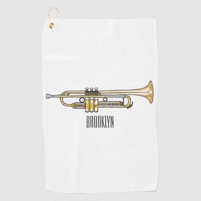 Trumpet cartoon illustration  golf towel (Front)