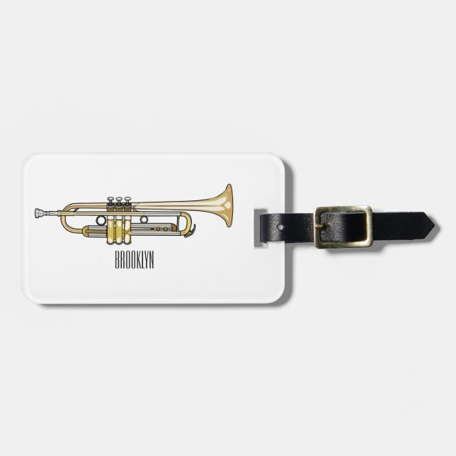 Trumpet cartoon illustration luggage tag (Front Horizontal)
