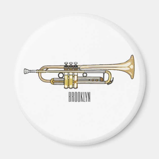 Trumpet cartoon illustration  magnet (Front)