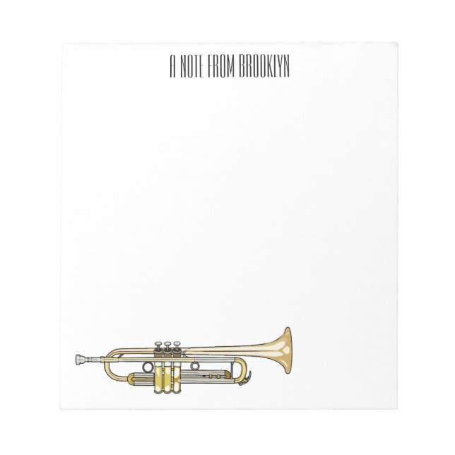 Trumpet cartoon illustration  notepad (Front)
