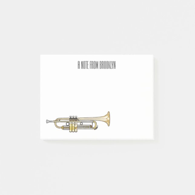Trumpet cartoon illustration  post-it notes (Front)