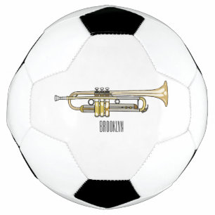 Trumpet cartoon illustration soccer ball