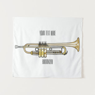 Trumpet cartoon illustration  tapestry