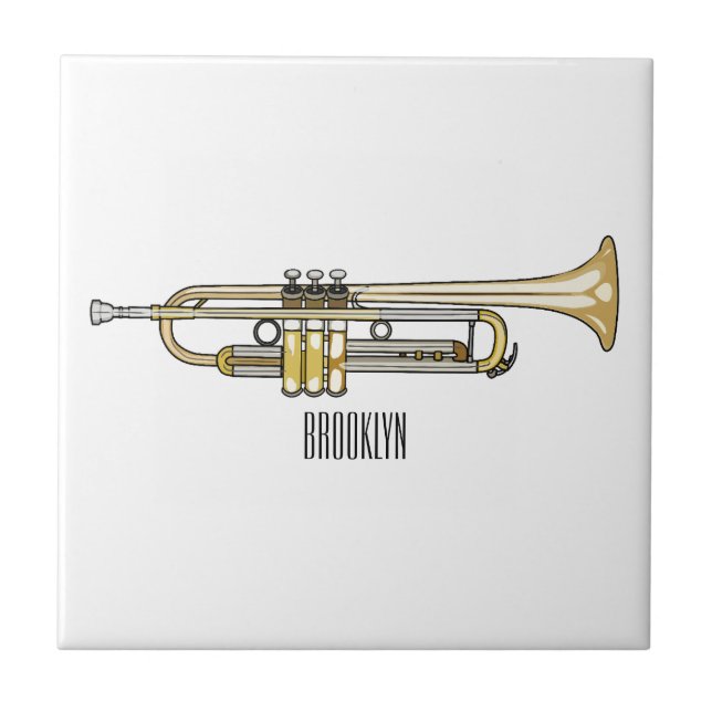 Trumpet cartoon illustration  tile (Front)