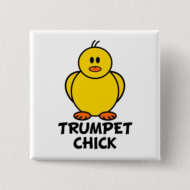 Trumpet Chick 2 Inch Square Button (Front)