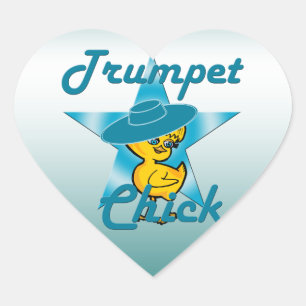 Trumpet Chick #7 Heart Sticker