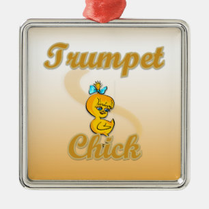 Trumpet Chick Metal Ornament