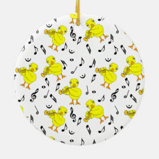 Trumpet Chick Music Notes Ceramic Ornament