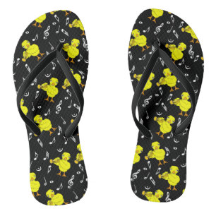 Trumpet Chick Music Notes Flip Flops