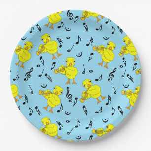 Trumpet Chick Music Notes Paper Plate