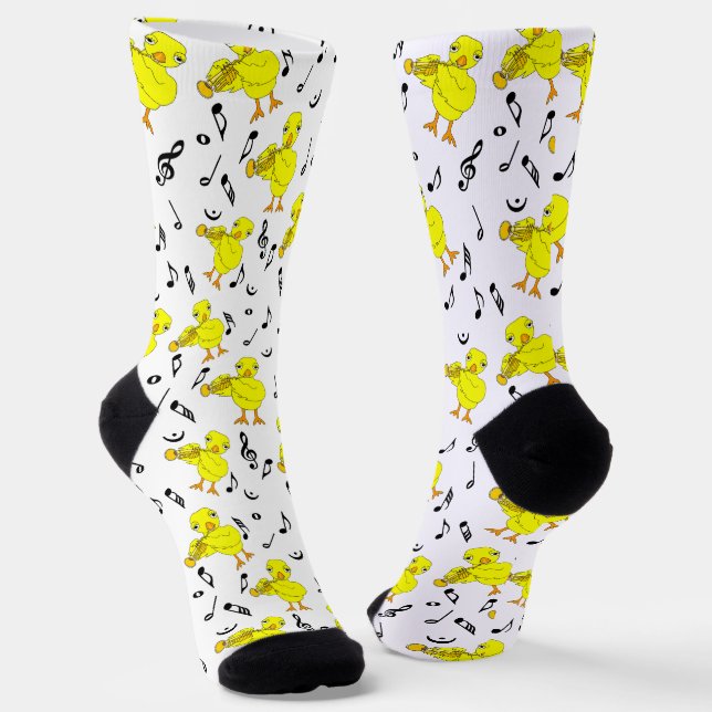 Trumpet Chick Music Notes Socks (Angled)