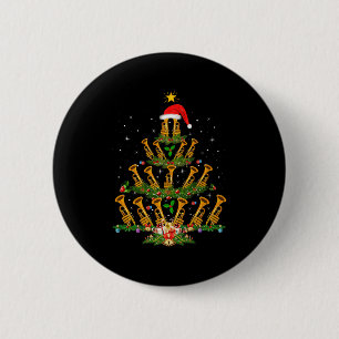 Trumpet Christmas Tree Lights Music Lover Musical  2 Inch Round Button