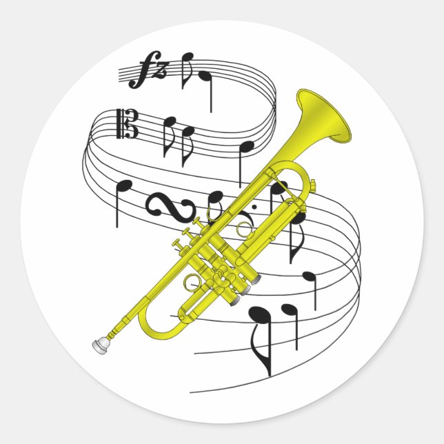 Trumpet Classic Round Sticker (Front)
