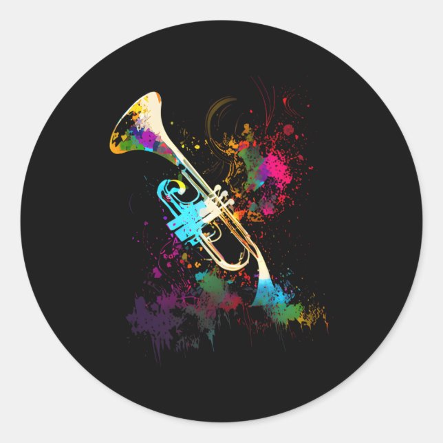 Trumpet Classic Round Sticker (Front)